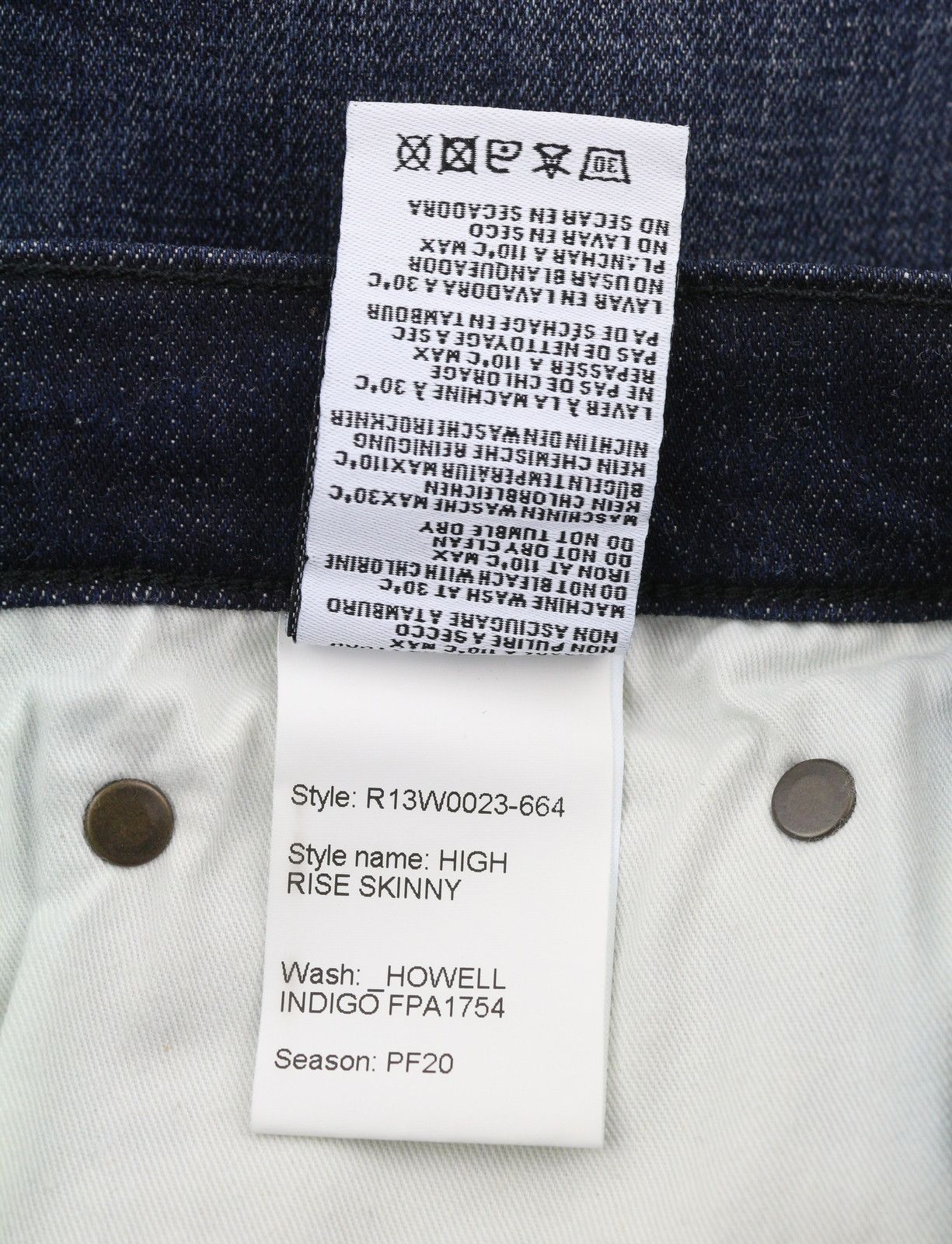 R13 HIGH RISE SKINNY 27 Howell Indigo Washed Faded 85795 Size 27" / US 4 / IT 40 - 8 Thumbnail