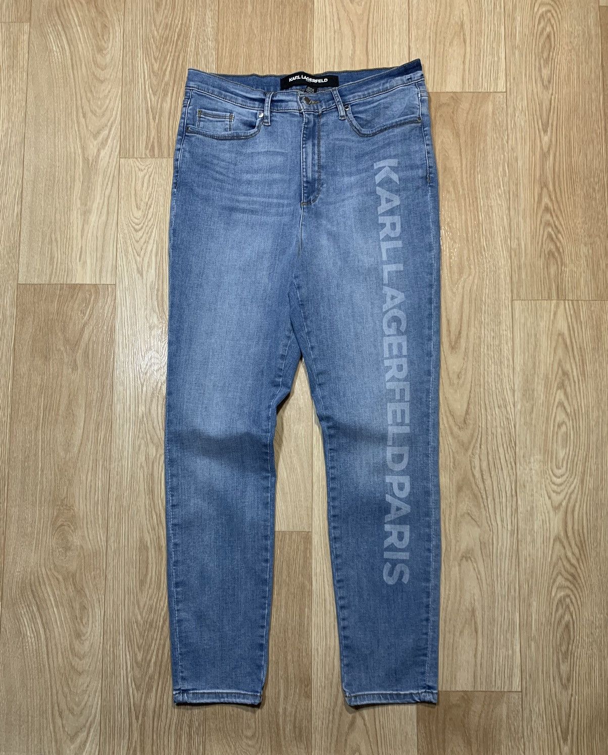 Karl Lagerfeld Karl Lagerfeld Paris Designer Big Logo Denim Pants Size 12 Size 30" / US 8 / IT 44 - 1 Thumbnail