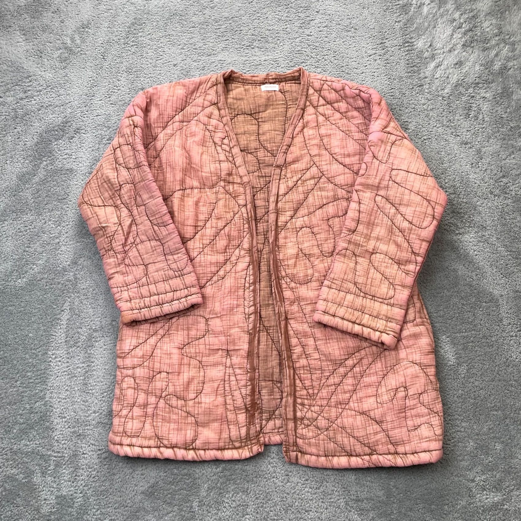 Vintage World Market Jacket Womens 2XL Pink Quilted Open Front Coat Short Sleeve Minimalist City Preppy Casual Fall Spring Ladies Size XXL / US 16-18 / IT 52-54 - 2 Thumbnail