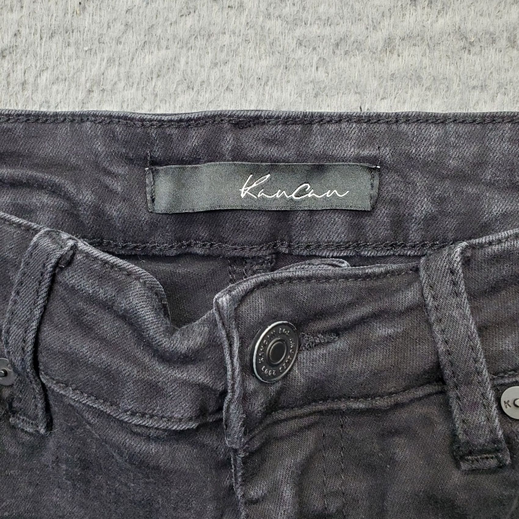 Vintage KanCan Skinny Jeans Women Size 28 Black Dark Wash 5-Pocket Design Distressed Pants Size 28" / US 6 / IT 42 - 3 Thumbnail