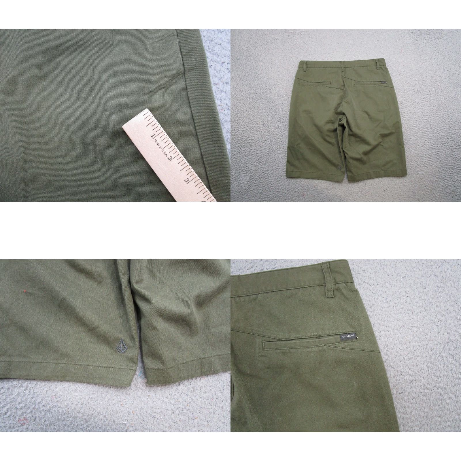 Volcom Volcom Chino Shorts Mens 31 Green Solid Flat Front Stretch Pockets Casual Summer 2000s Y2K Modern Men Size US 31 - 8 Thumbnail