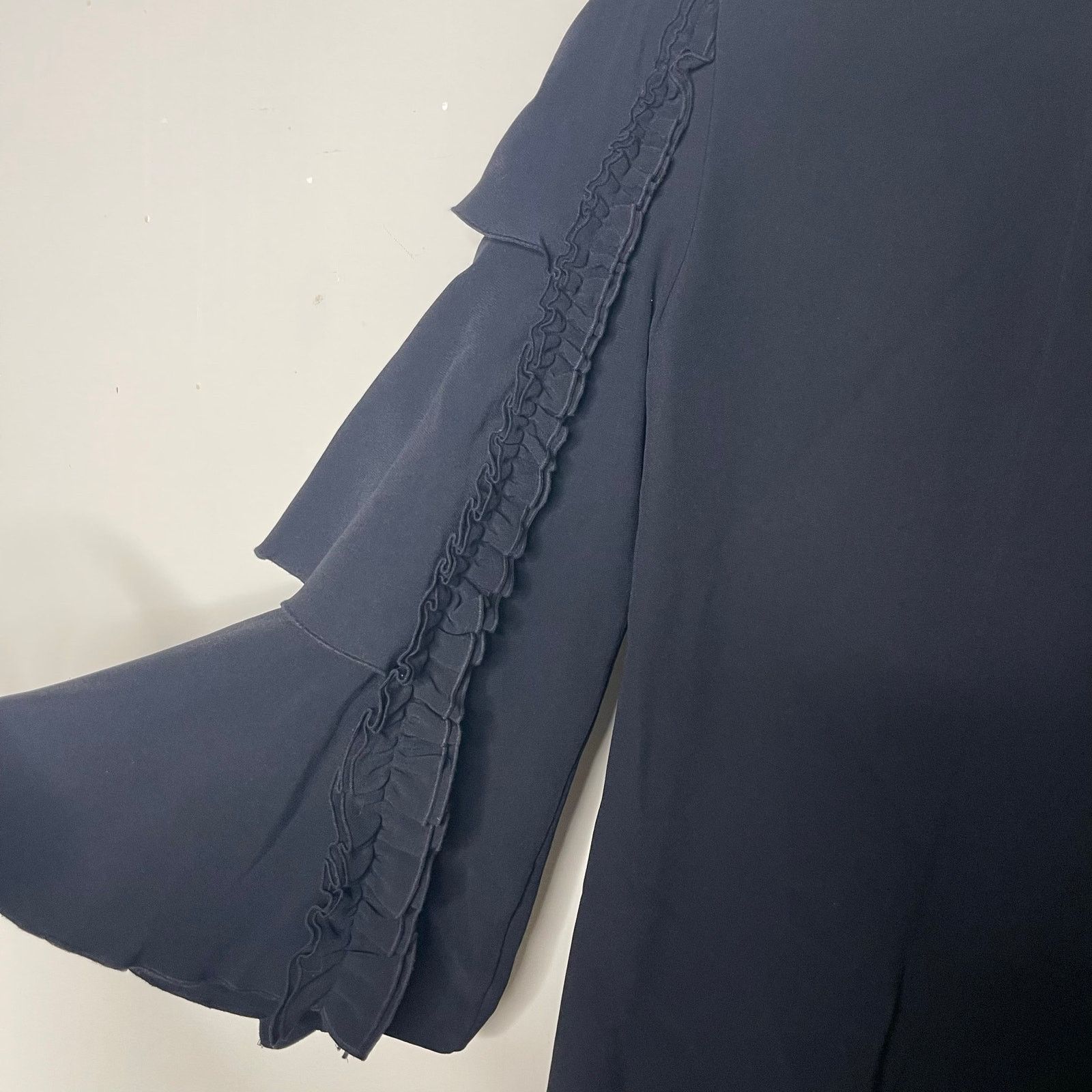 ALEXIS Alexis Black Marianne Tiered Bell-Sleeve Crepe Mini Dress Size M / US 6-8 / IT 42-44 - 9 Thumbnail
