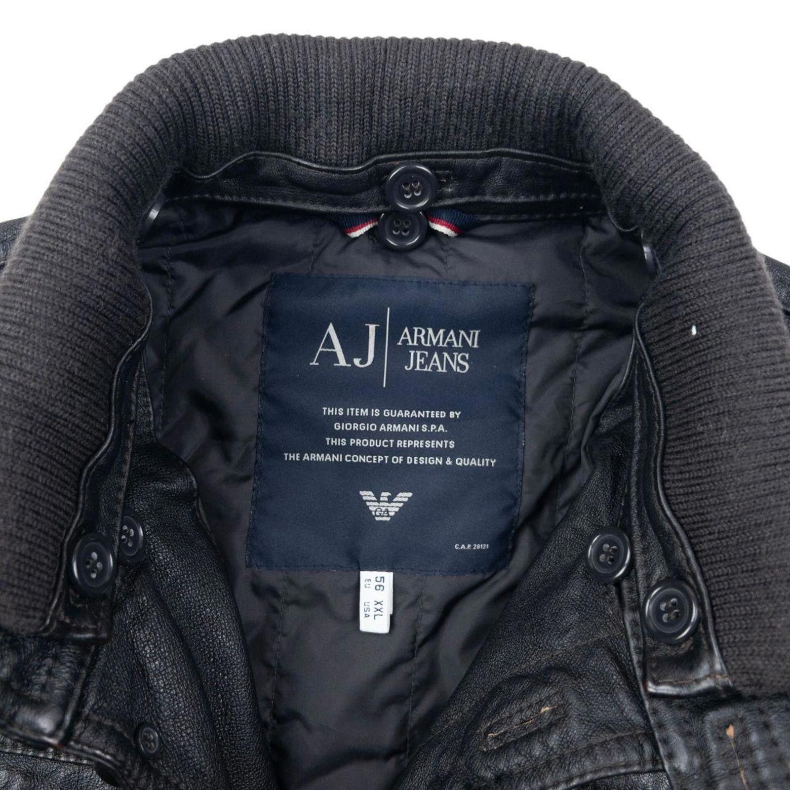 Armani Vintage 2000s Armani Jeans Button Up Leather Jacket Size M Size US M / EU 48-50 / 2 - 3 Thumbnail