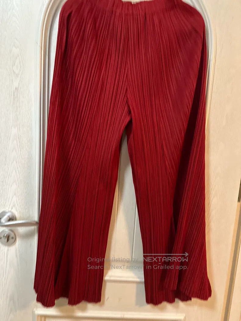 Issey Miyake Issey Miyake size:1 Deep Red Wide-Leg Trousers Size 22" - 2 Thumbnail