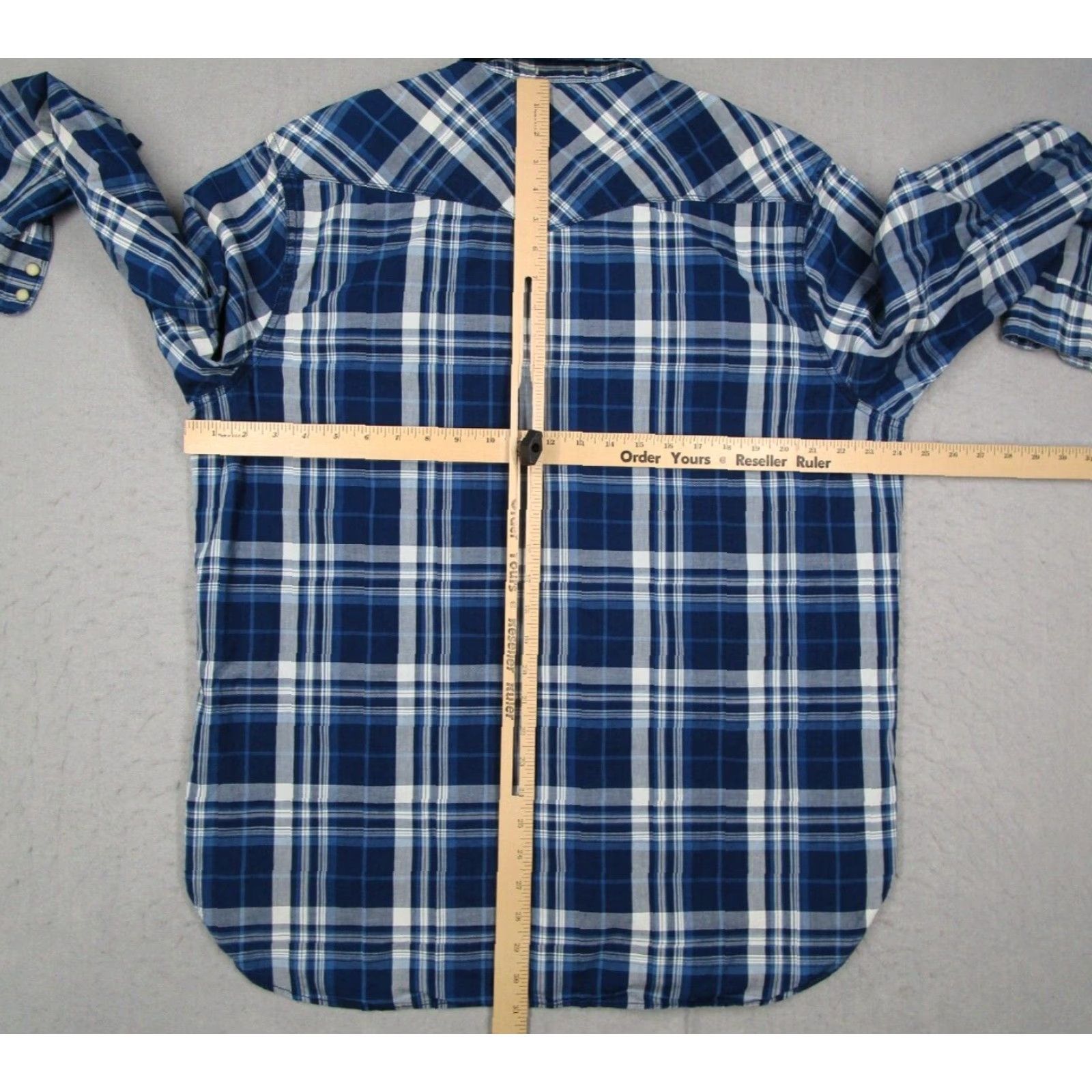 Lucky Brand VINTAGE Not Applicable Lucky Brand Men’s Blue Plaid Cotton Button-Up Shirt XL Casual Western Denim Size US XL / EU 56 / 4 - 5 Thumbnail