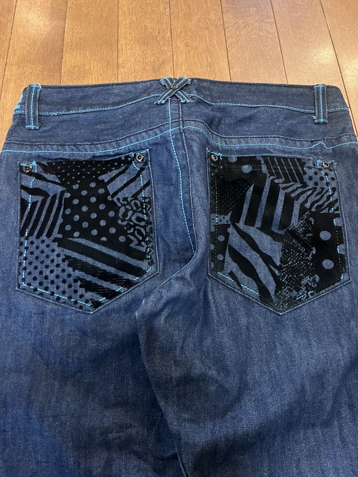 Vintage Crazy y2k jeans with felt pocket Size US 34 / EU 50 - 1 Thumbnail
