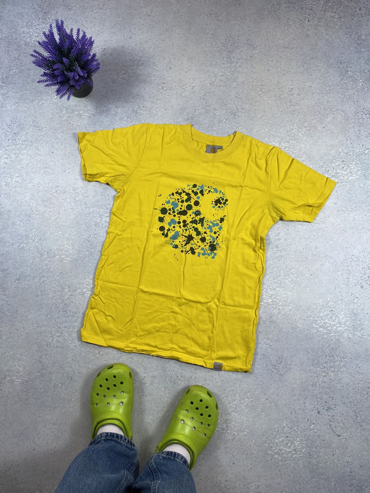 Carhartt × Carhartt Wip Vintage Carhartt Men’s Yellow T-Shirt with Big Logo small Size US S / EU 44-46 / 1 - 1 Thumbnail