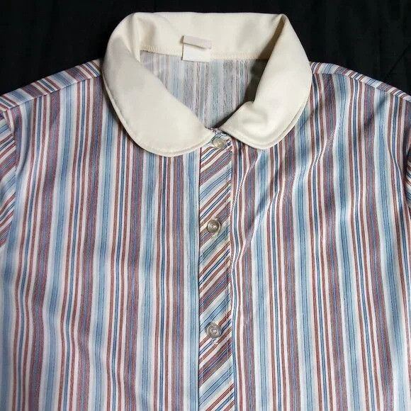 Other Vintage Striped Button Shirt Polyester Peter Pan Collar Size M / US 6-8 / IT 42-44 - 1 Thumbnail