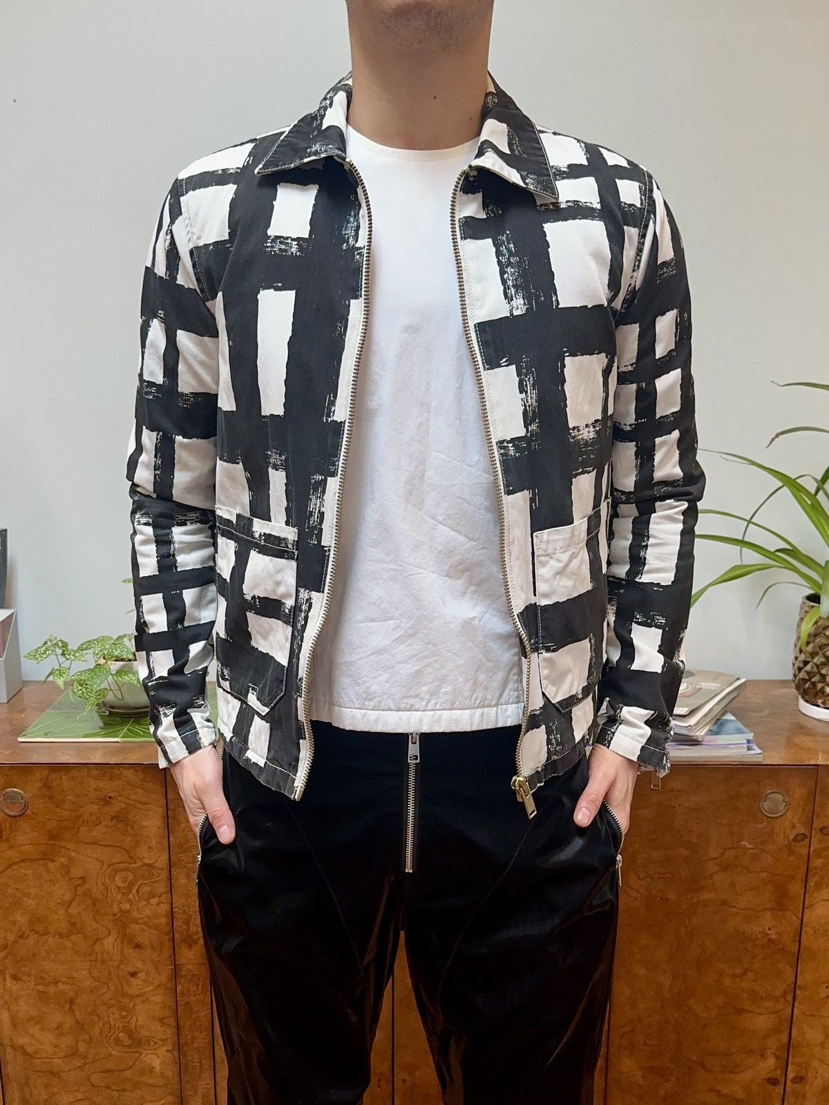 Other Paintbrush Grid Cotton Jacket W Quilted Lining Size US S / EU 44-46 / 1 - 1 Thumbnail