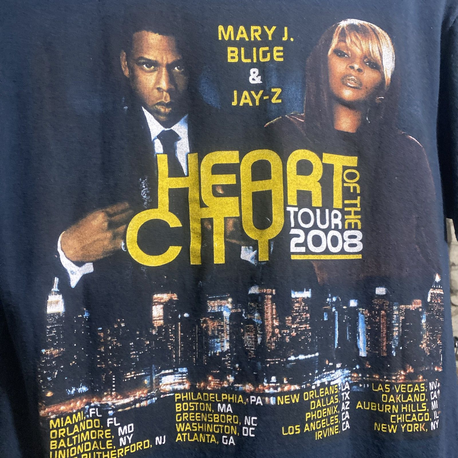 Rap Tees 2008 Jay-Z Mary J Blige Heart of the City Tour Rap Tee Size US M / EU 48-50 / 2 - 4 Thumbnail