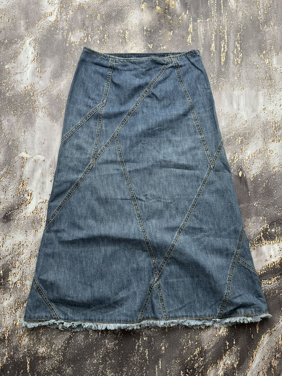 Vintage Vintage Patched Denim Maxi Skirt Size 26" / US 2 / IT 38 - 1 Thumbnail