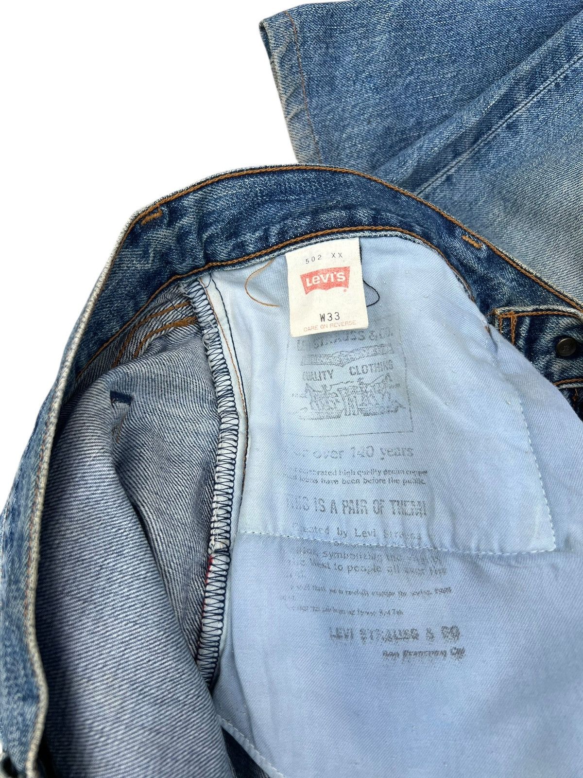 Levi's 1994 Levi’s 502 XX Big E Aging Mud Denim Selvedge Jeans Size US 32 / EU 48 - 20 Thumbnail