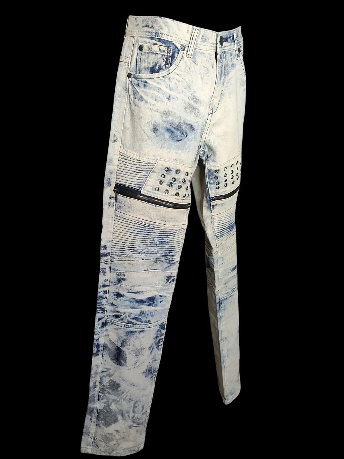 Other Men's Statement Acid Wash Jeans with Stud and Zipper Details Size US 32 / EU 48 - 4 Thumbnail