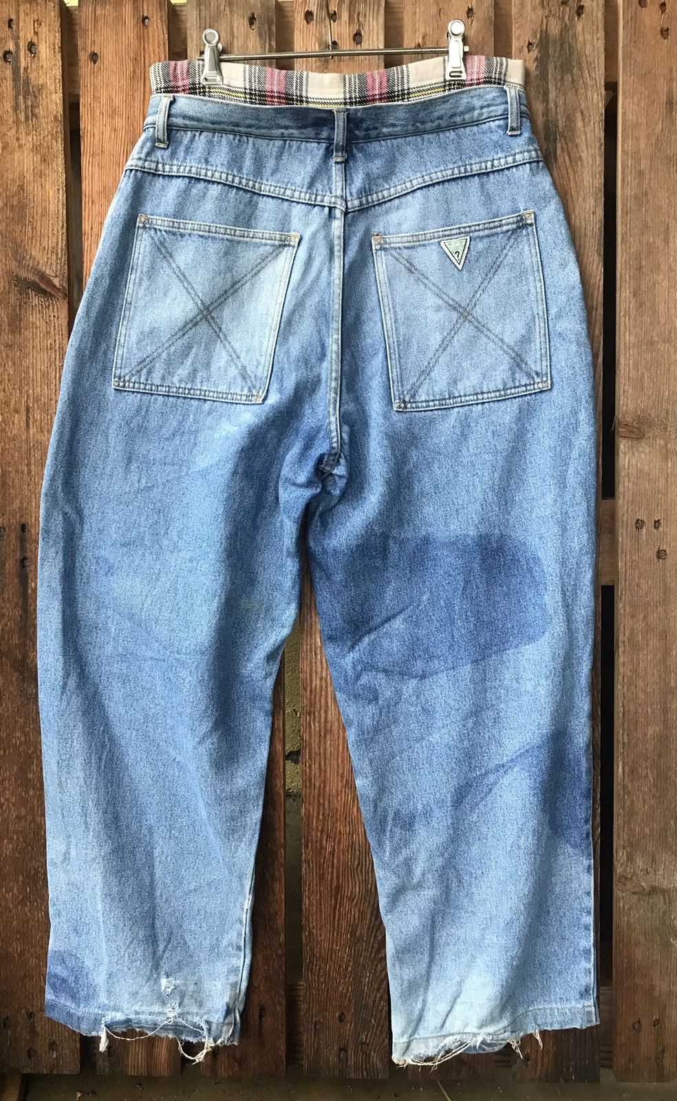 Georges Marciano × Guess × Vintage 90s Guess By Georges Marciano Plaid Waist Skate Baggy Denim Size US 34 / EU 50 - 1 Thumbnail