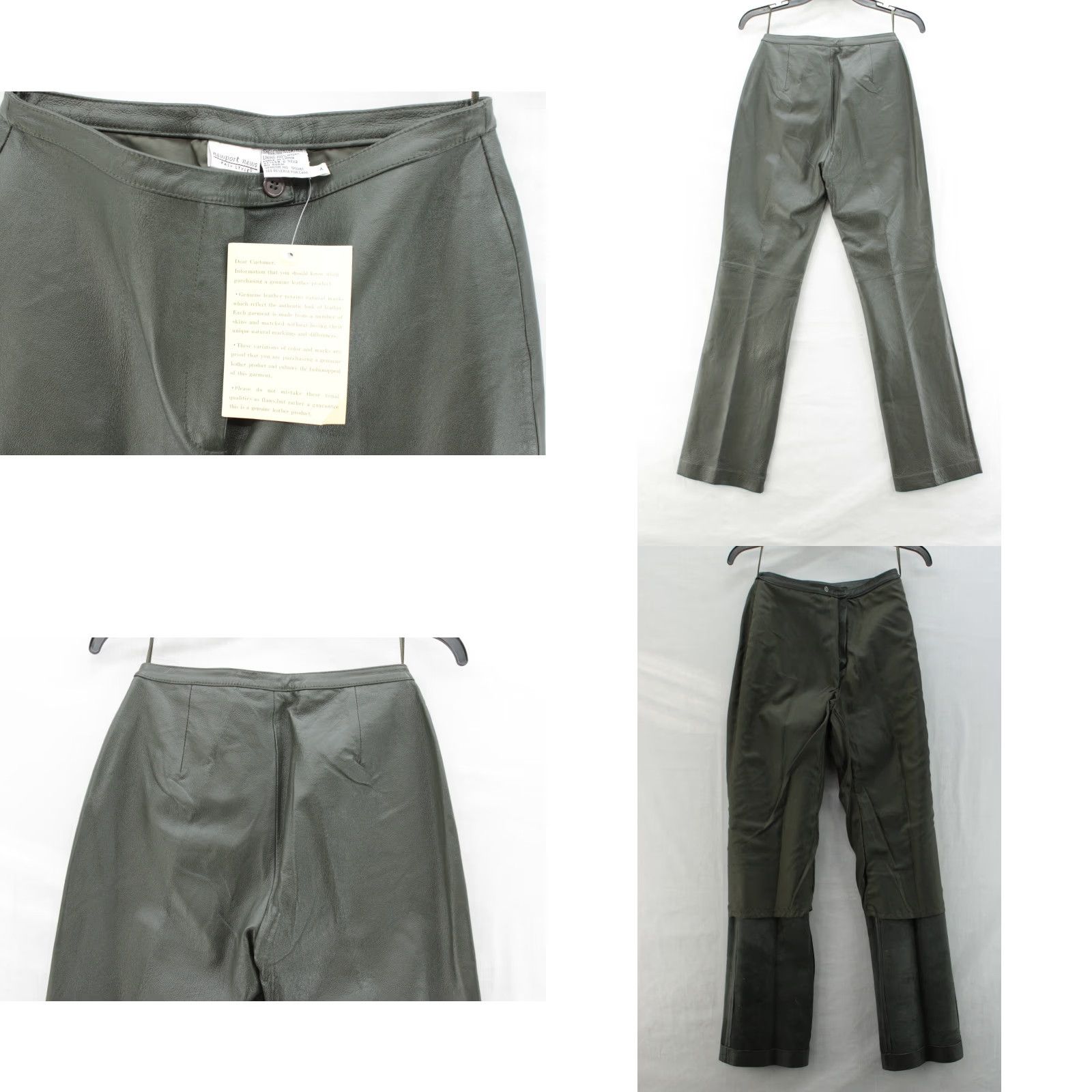 Vintage VINTAGE Newport News Leather 2 Piece Pant Suit Womens Sz 4 Gray Green Biker Business Size 27" / US 4 / IT 40 - 9 Thumbnail