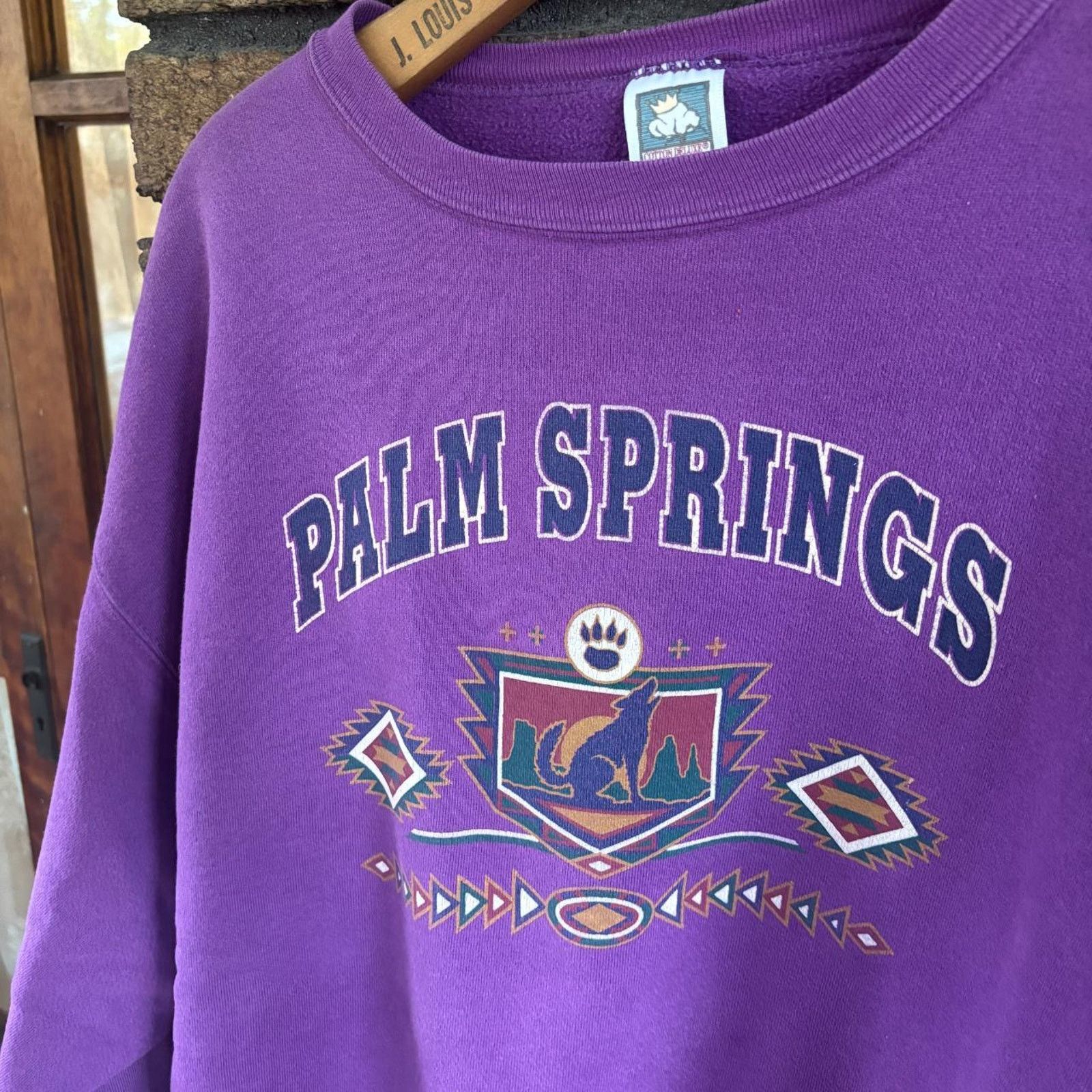 Vintage 1990s thick cotton vintage palm springs purple cotton sweat Size US XL / EU 56 / 4 - 5 Thumbnail
