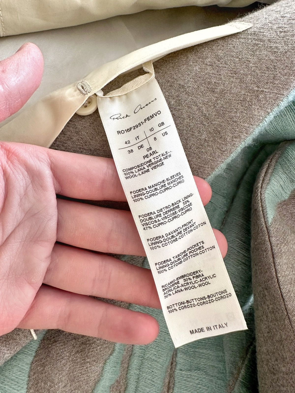 Rick Owens 2016 Mastodon Pearl Blue Vomit Coat Single Vented Coat Size US XS / EU 42 / 0 - 15 Thumbnail