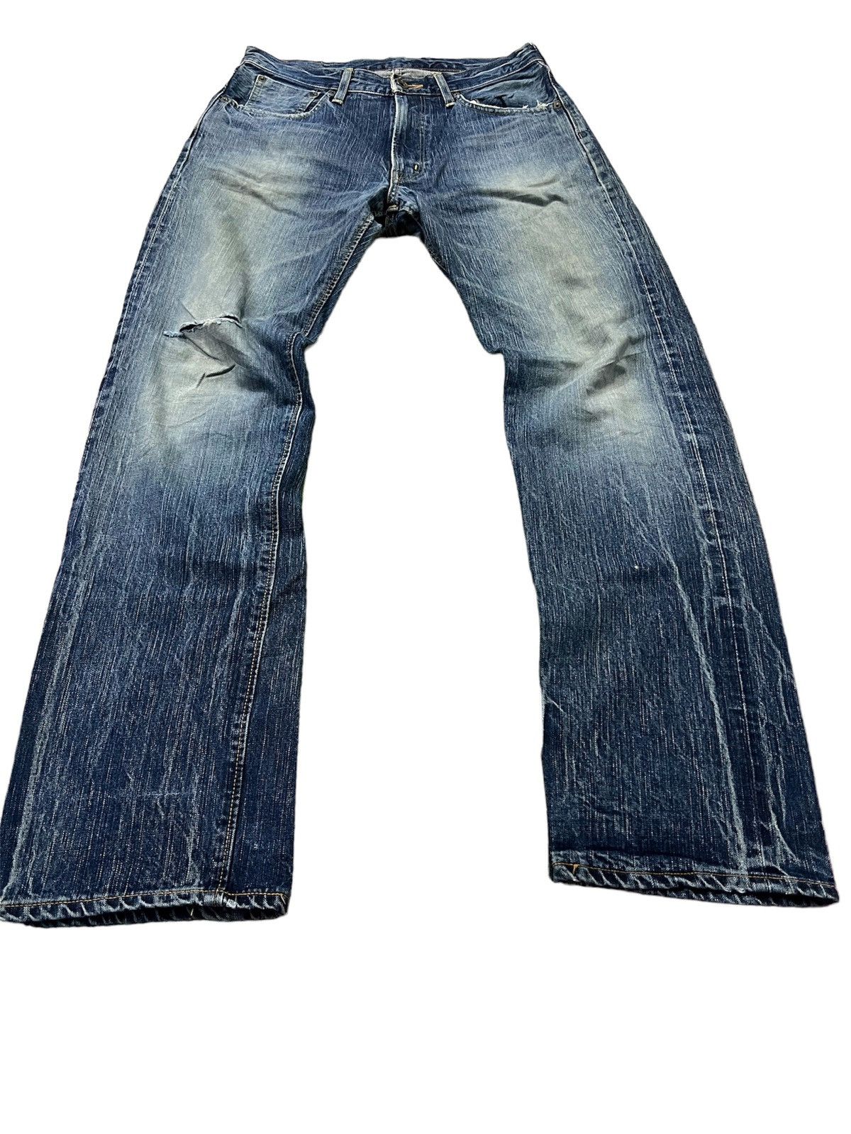 image of Avant Garde x Edwin Vintage Edwin 505Zx Selvedge Distressed Denim in Blue, Men's (Size 33)