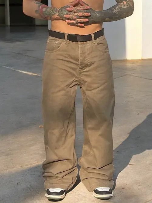 VIBE Khaki Wide Leg Denim Jeans, Oversized Jeans Size US 30 / EU 46 - 4 Thumbnail