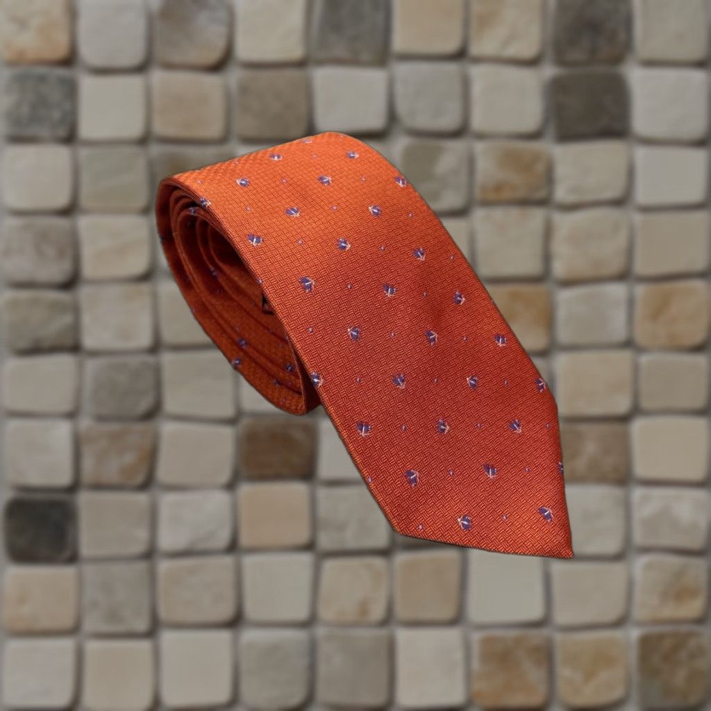 Brooks Brothers Brooks Brothers Necktie Mens OS Orange Silk Textured Embroidered Formal New Size ONE SIZE - 1 Thumbnail