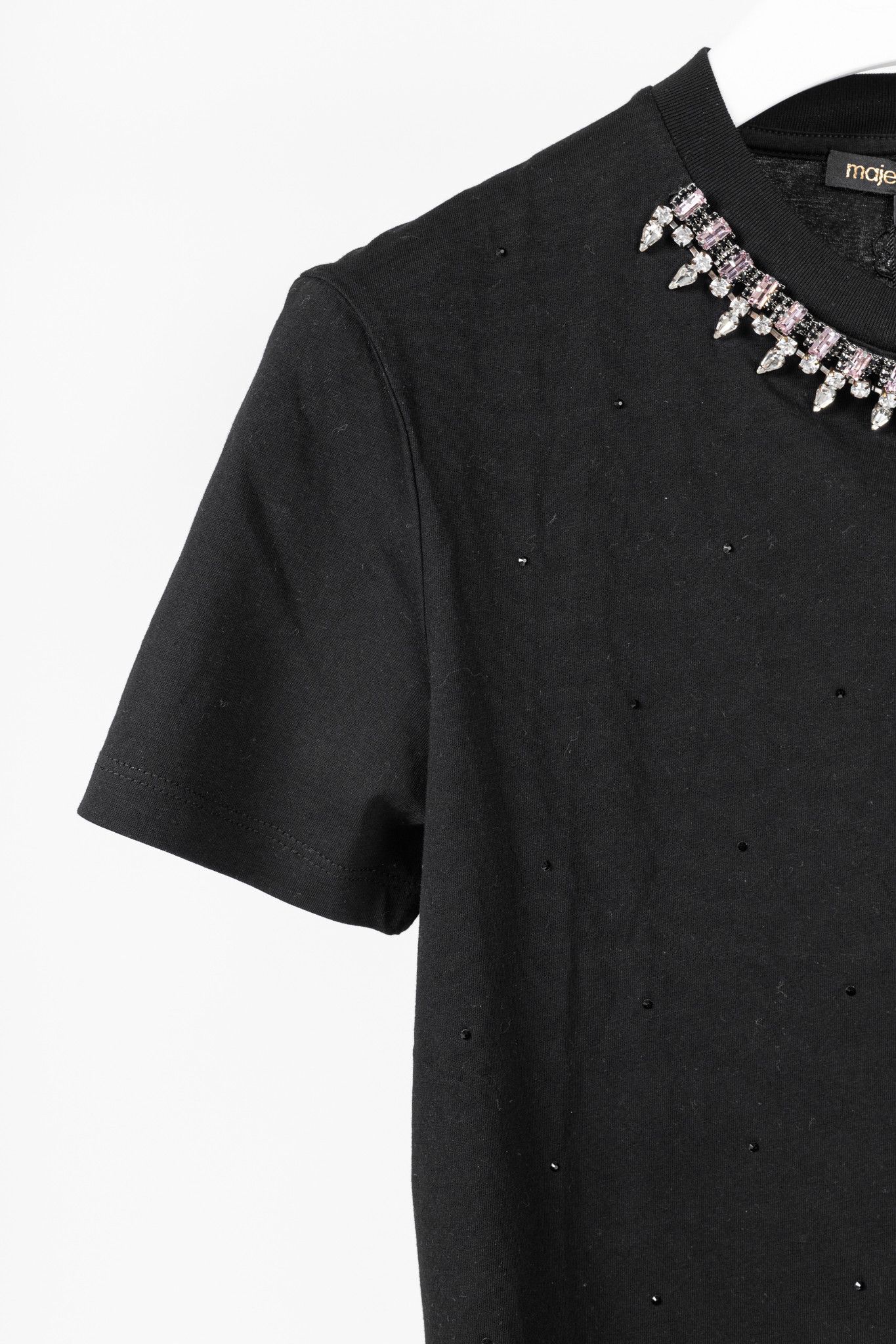 Maje Maje Noir Jersey T-shirt with Diamanté Size S / US 4 / IT 40 - 5 Thumbnail