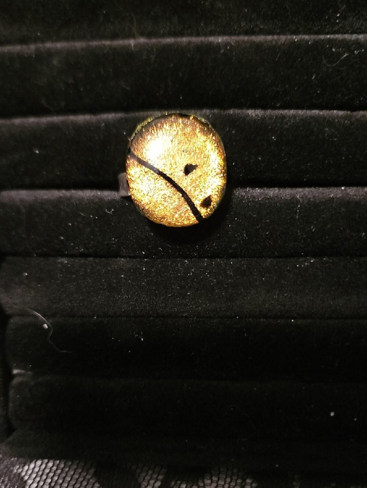Other Gold Round Decorative Dichromatic Glass Ring Adjustable Size ONE SIZE - 1 Preview