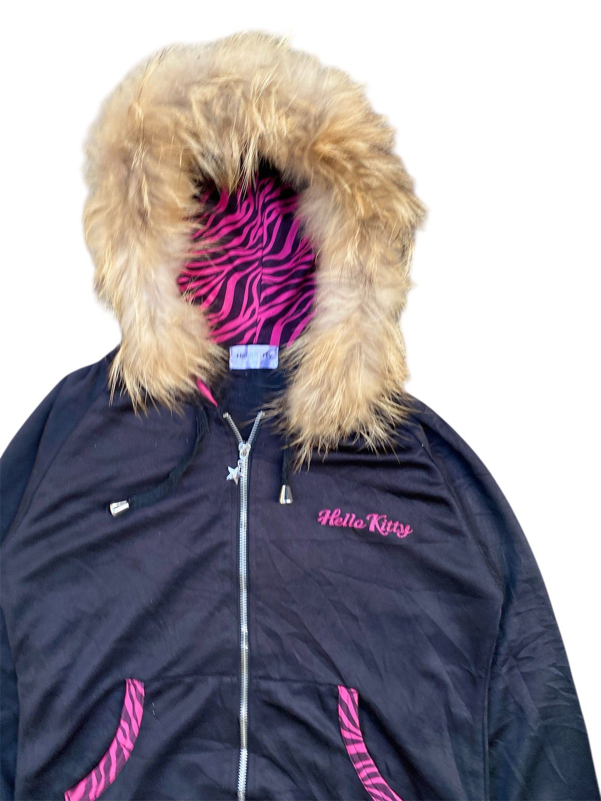 Japanese Hello Kitty Punk Gothic Fur Hoodie