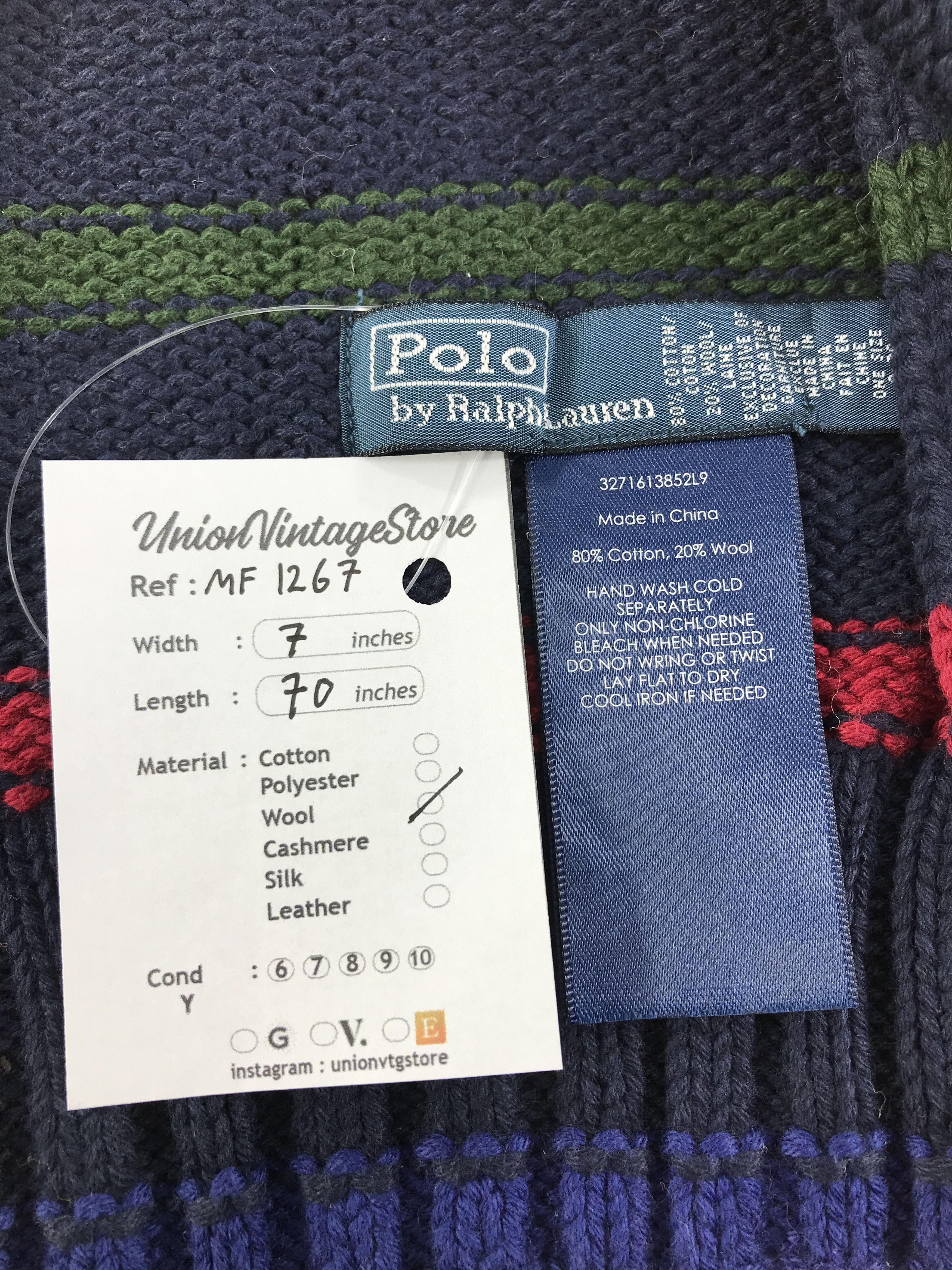 Polo Ralph Lauren Vintage Polo Ralph Lauren Scarf/Muffler/Neckwear MF1267 Size ONE SIZE - 5 Thumbnail