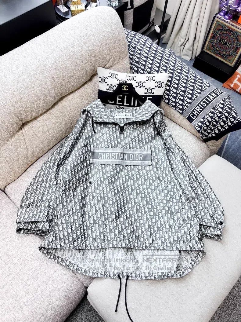 Dior Dior Gray full-print logo hooded windbreaker jacket Size XS / US 0-2 / IT 36-38 - 2 Thumbnail