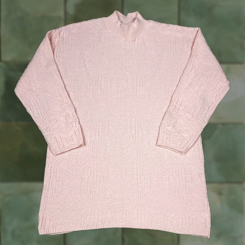 Basic Editions VINTAGE Pink Mockneck Knit Sweater Women L 90s 100% Acrylic Pullover Basic Editions Long Sleeve Size L / US 10 / IT 46 - 1 Thumbnail