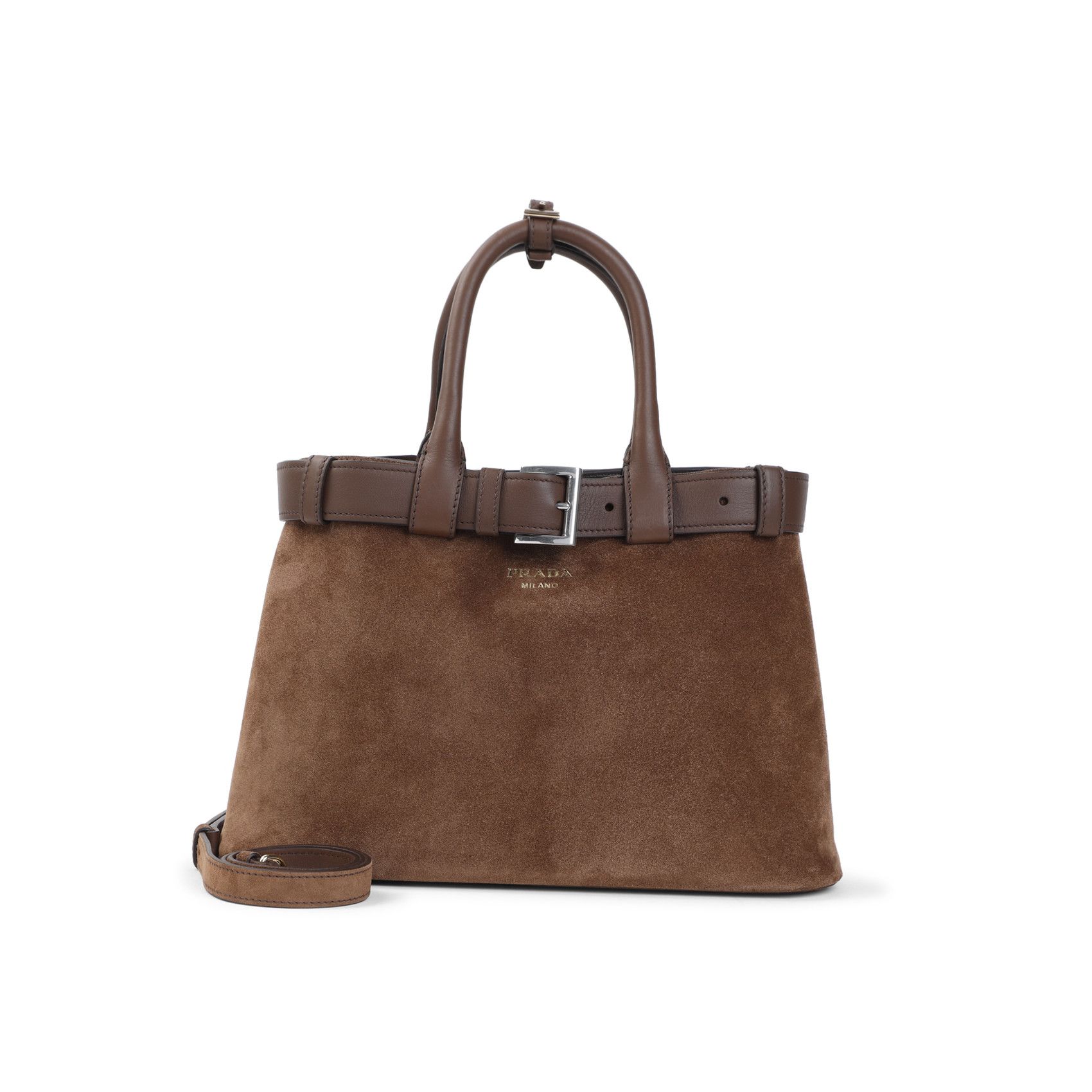 Prada Suede Prada Buckle Medium Handbag Size ONE SIZE - 1 Thumbnail