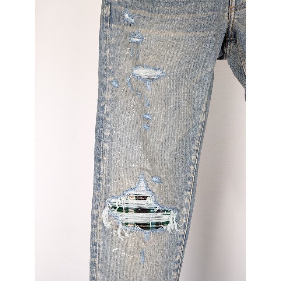 Amiri o1rshd1 MX1 Plaid Jeans in Clay Indigo Size US 30 / EU 46 - 6 Thumbnail