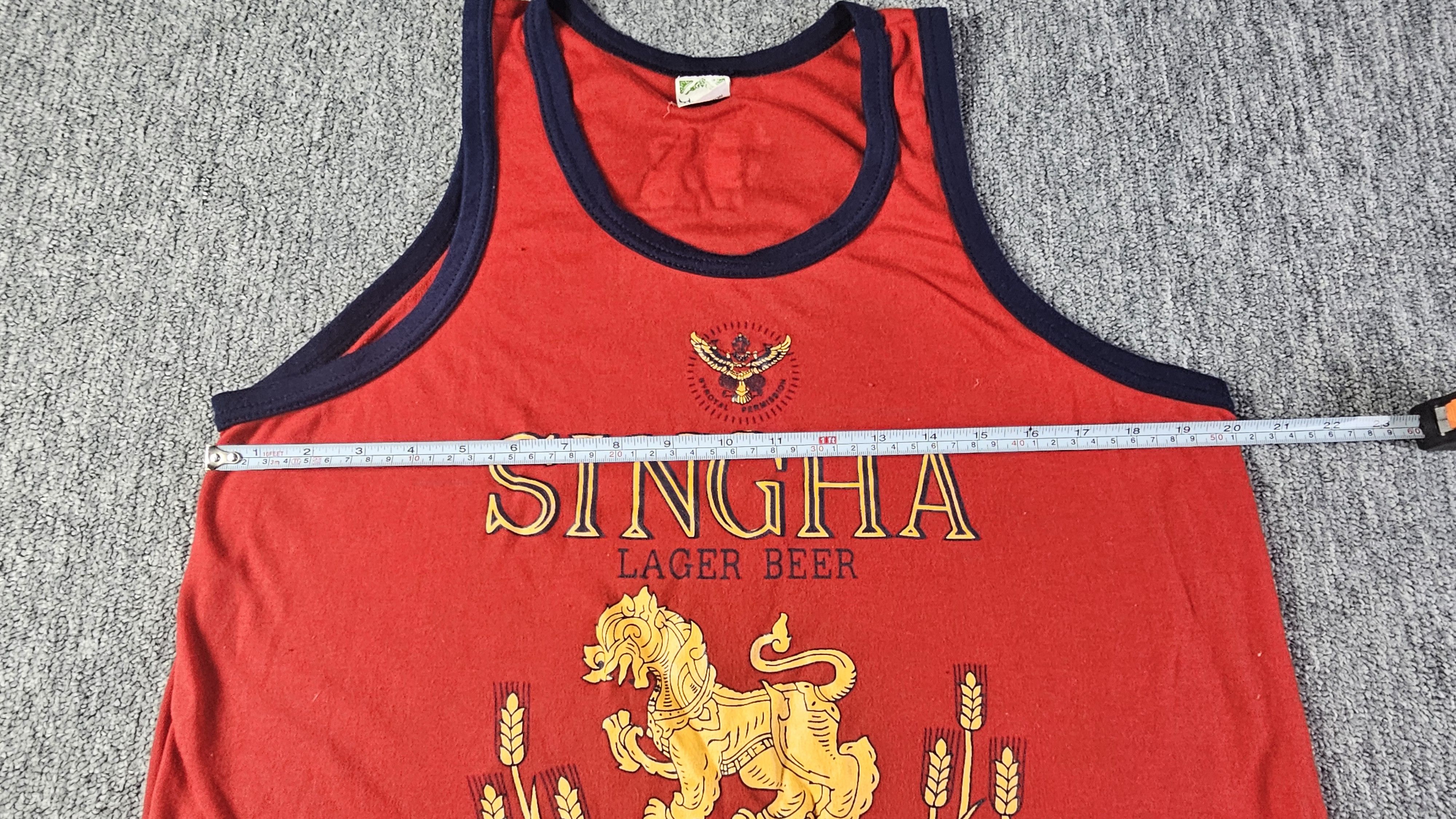 Other Vintage 90s Singha Beer Thailand Promo Tank Top Red Cotton L Size US L / EU 52-54 / 3 - 8 Thumbnail
