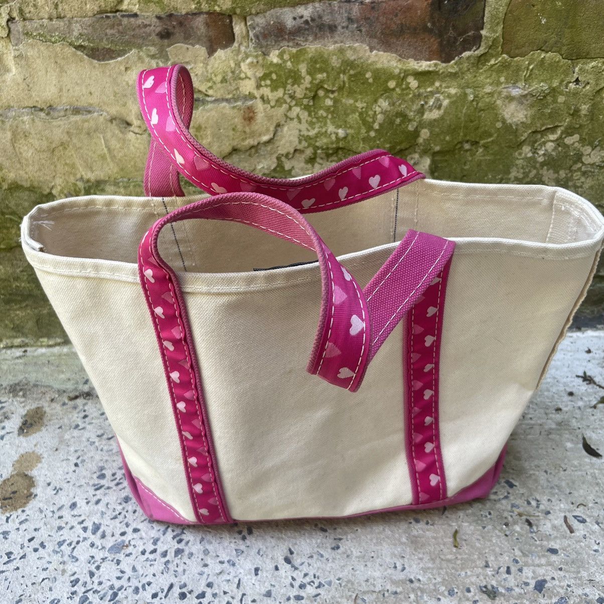 L.L. Bean Vintage L.L.Bean 90s Boat Tote Bag Pink Heart Handles Size ONE SIZE - 5 Thumbnail