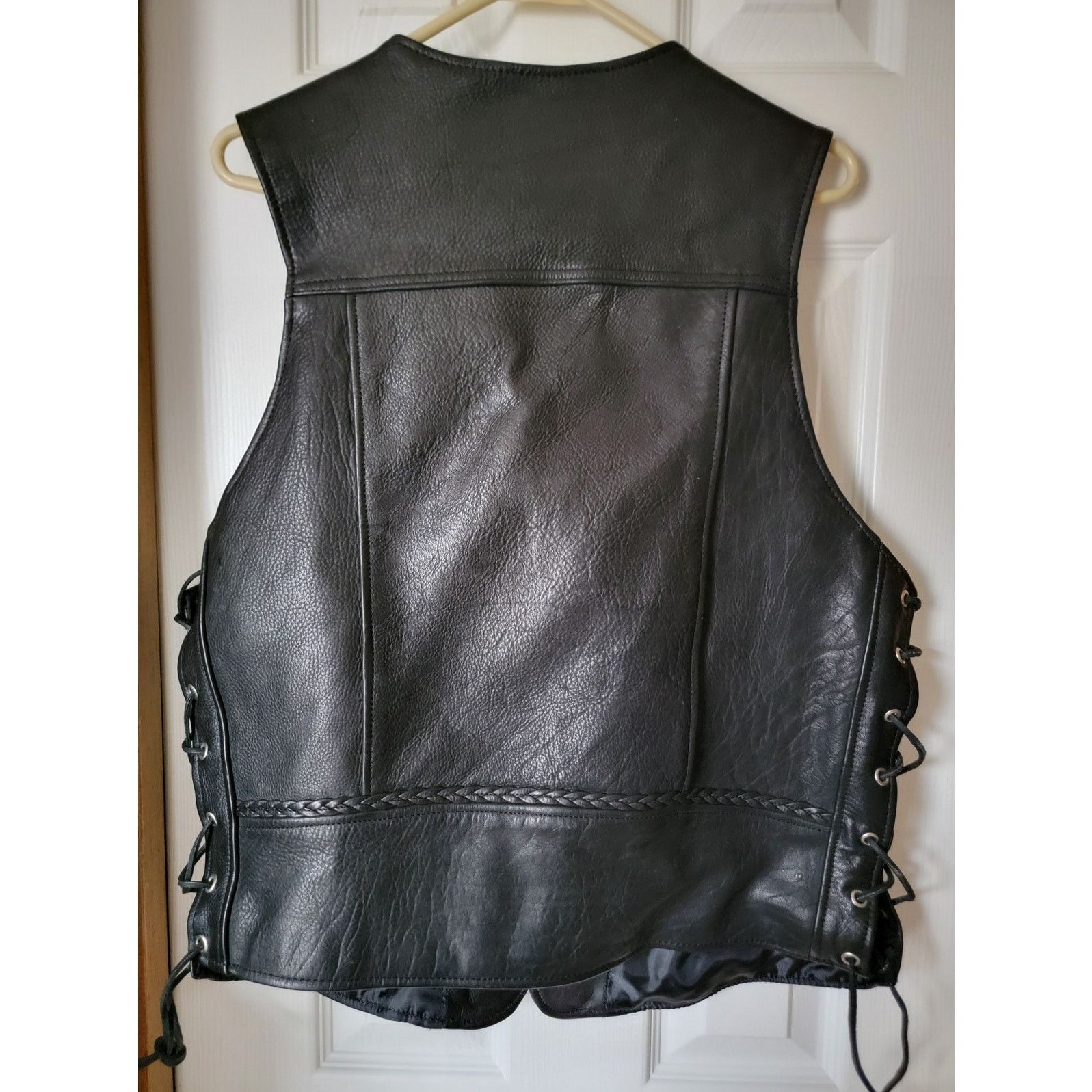 Other Skin-Tan Genuine Leather Men's Biker Vest Snap Closure Size US M / EU 48-50 / 2 - 8 Thumbnail