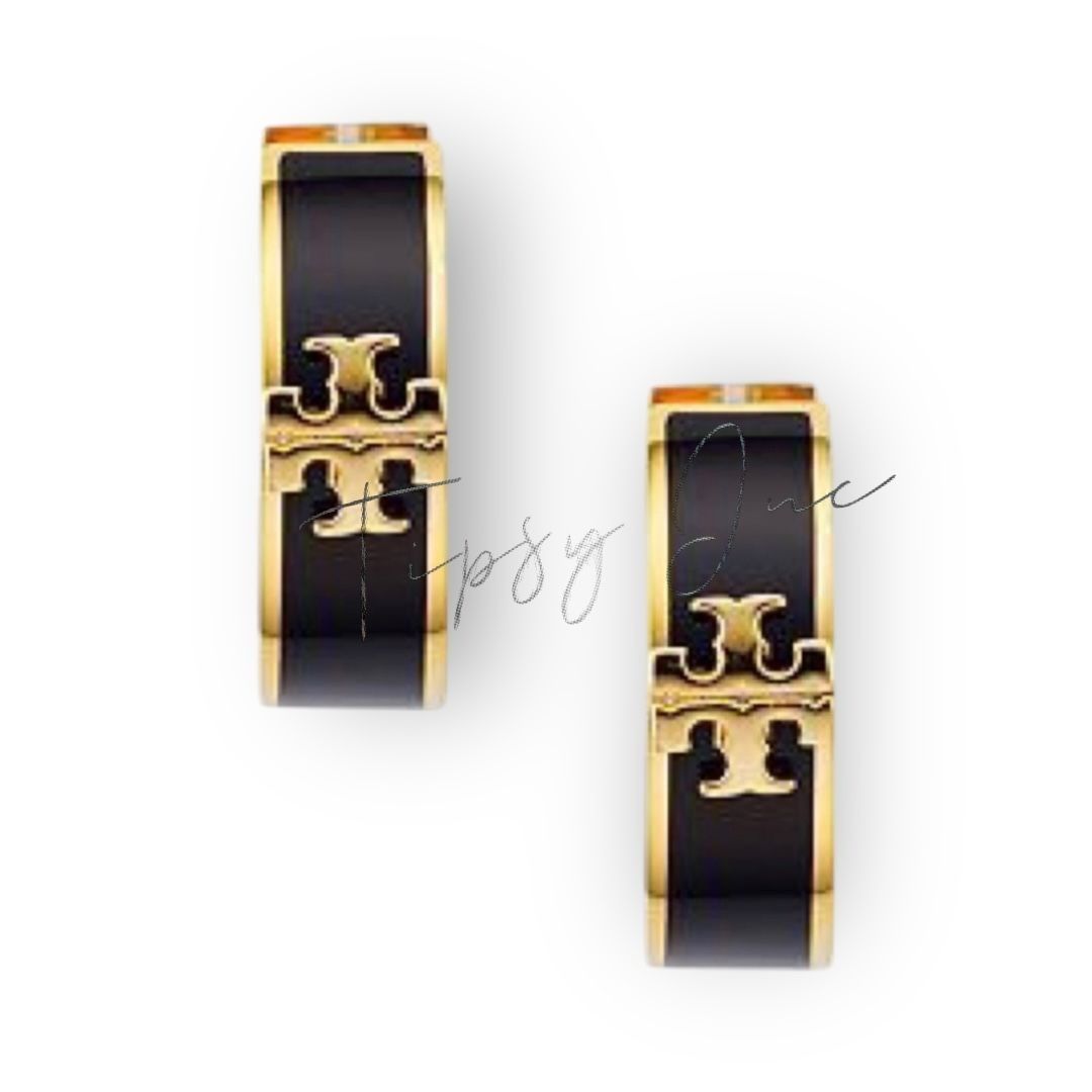 Tory Burch Tory Burch Kira Enameled Huggie Hoop Earrings Size ONE SIZE - 1 Thumbnail