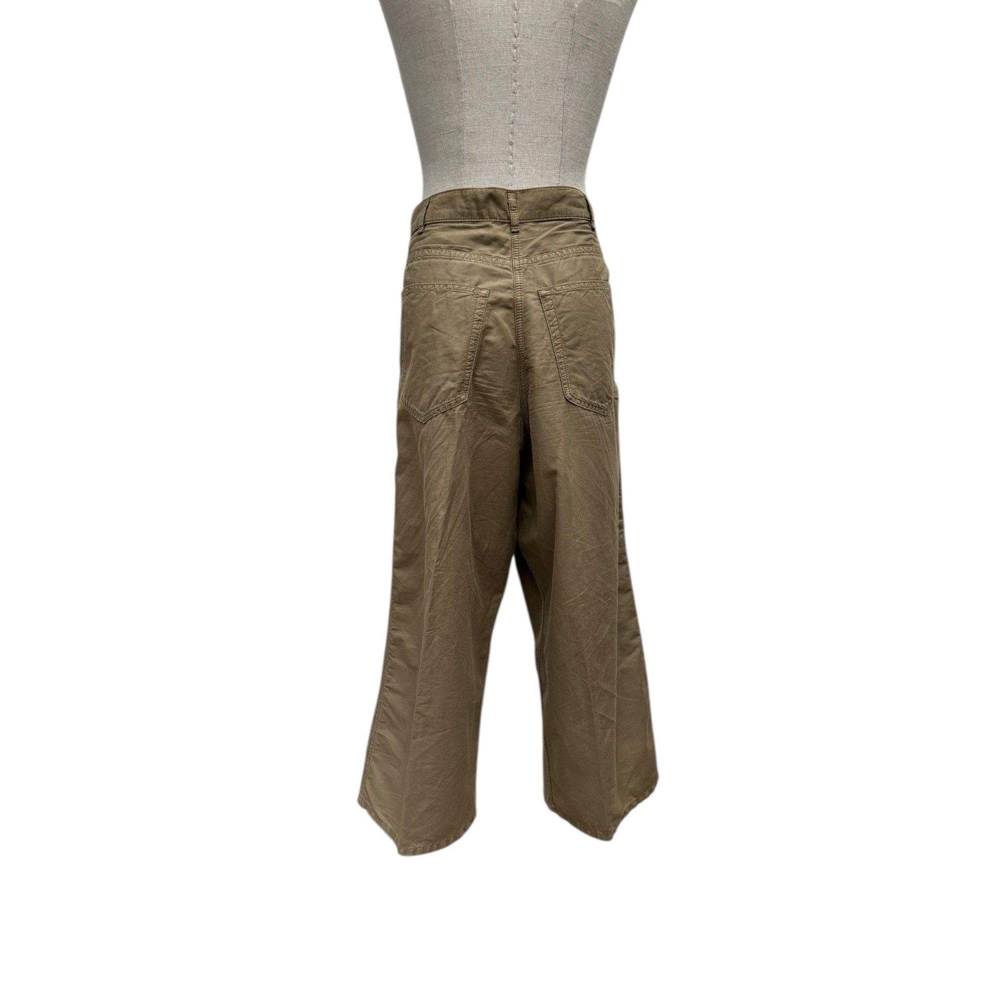 Dries Van Noten Kaki Cotton/Linen Wide Pants Size 26" / US 2 / IT 38 - 3 Thumbnail