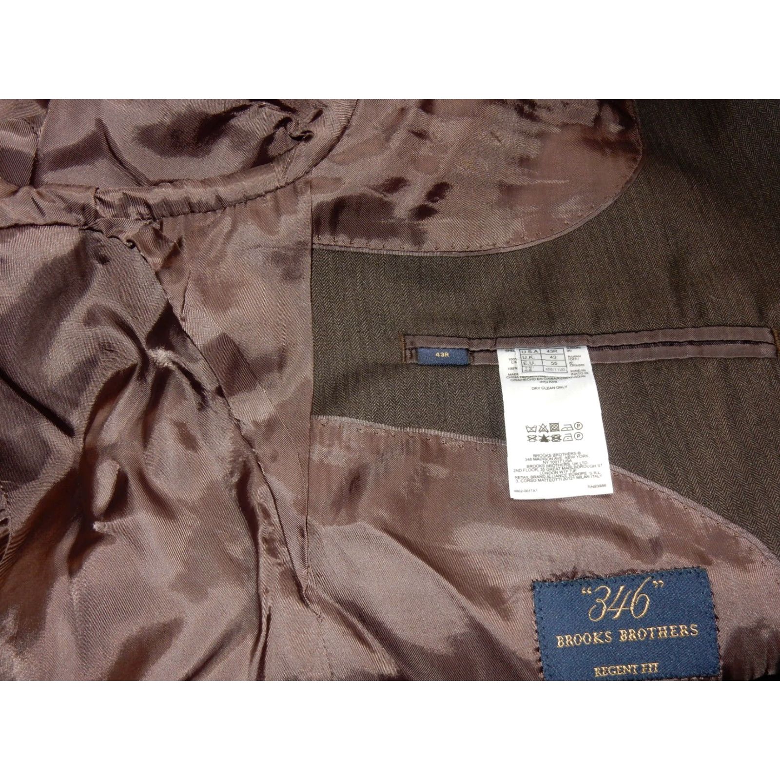 Brooks Brothers Brooks Brothers Men's Blazer Coat Jacket Size 43R Wool Brown Regular 1 Piece Button Front Dual Vent Mens Size 46R - 8 Thumbnail