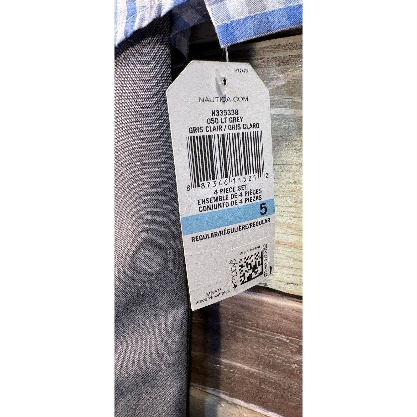 Nautica NAUTICA Boys Long Sleeve 4 Pc Blue Plaid & Gray Dress Pant S Size US XXS / EU 40 - 3 Thumbnail