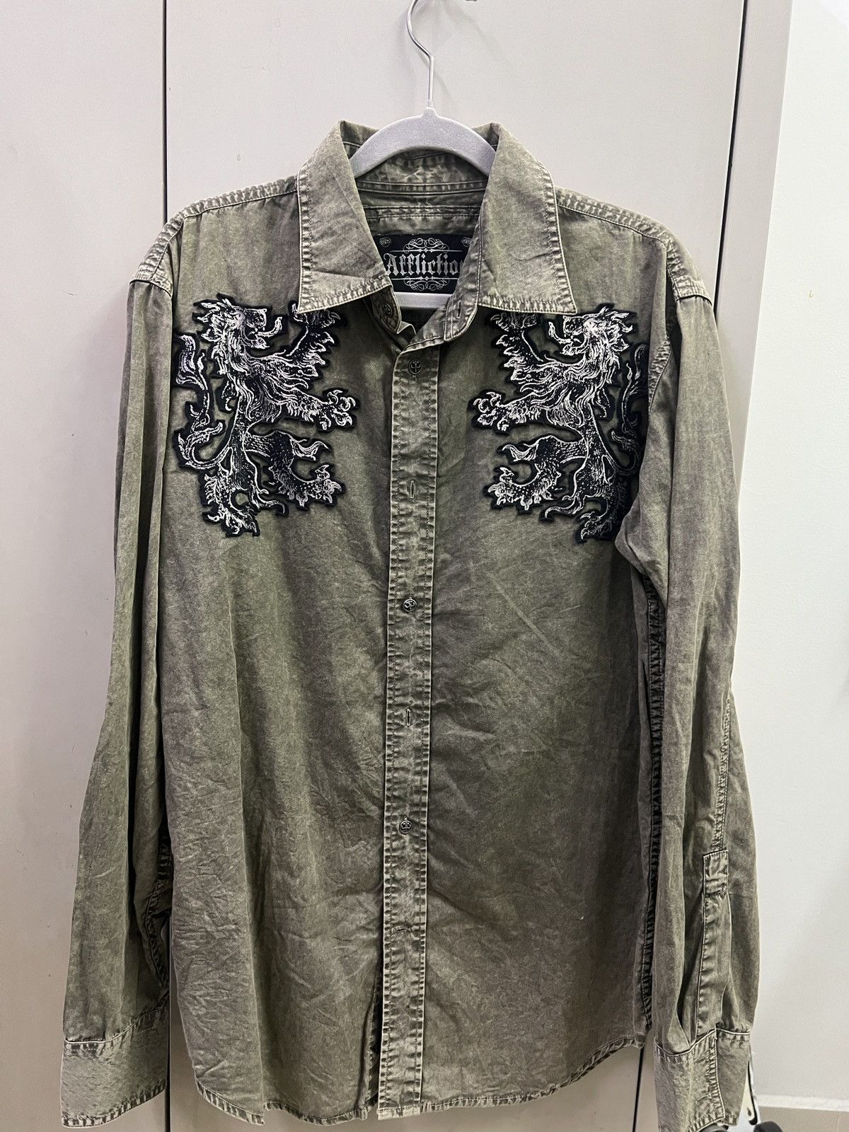 Affliction Insane Y2K Affliction Metallic Lions Button Up Shirt Size US S / EU 44-46 / 1 - 2 Thumbnail