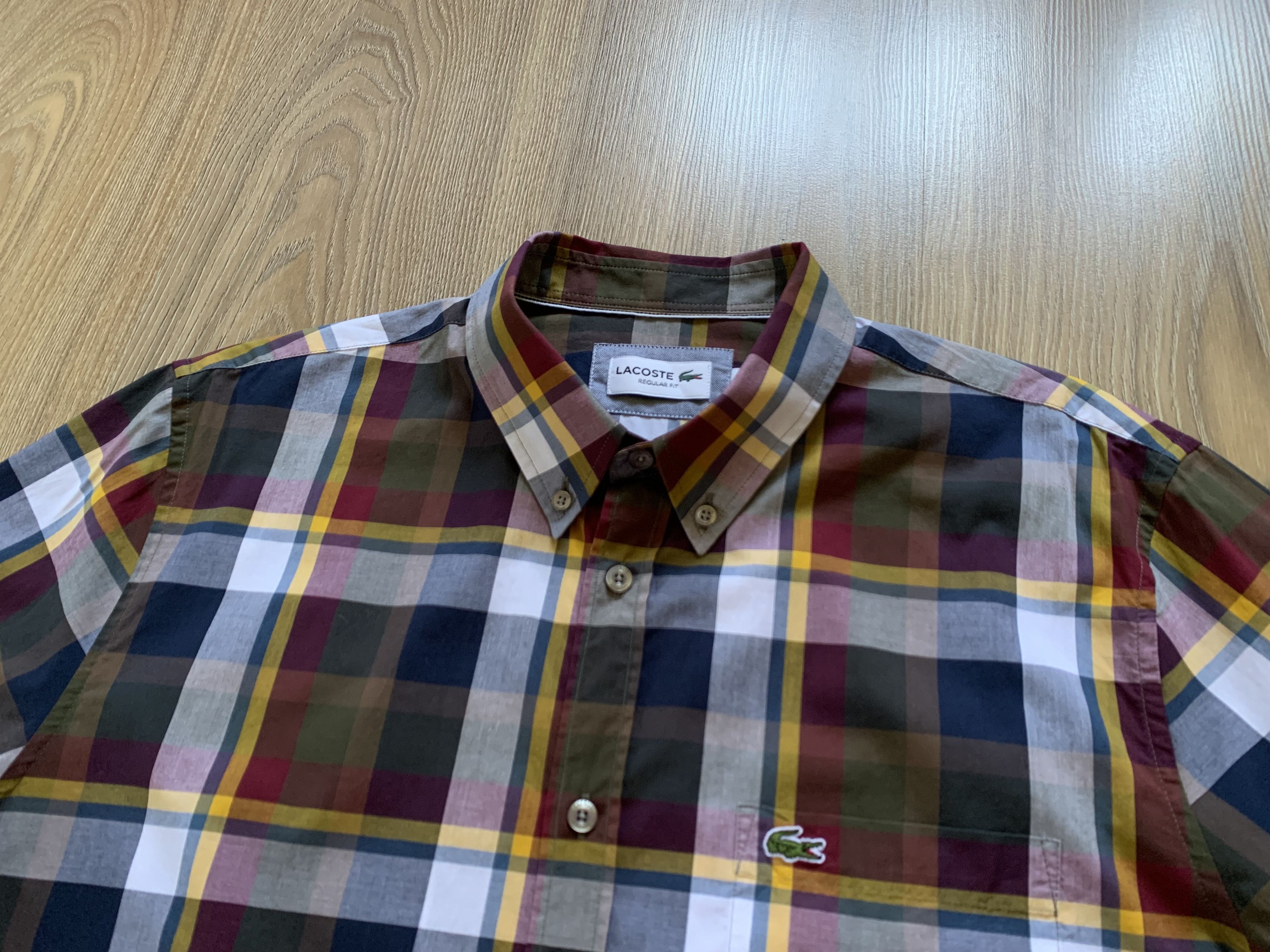 Designer × Lacoste Lacoste Regular Fit Plaid Button Down Long Sleeve Shirt Size 42L - 4 Thumbnail