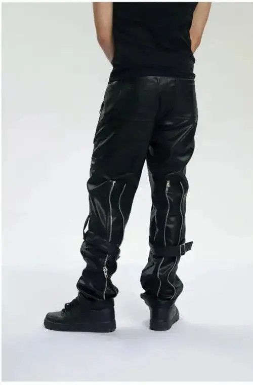 VIBE Pu Leather Pants with Zippers Belt Size US 30 / EU 46 - 3 Thumbnail