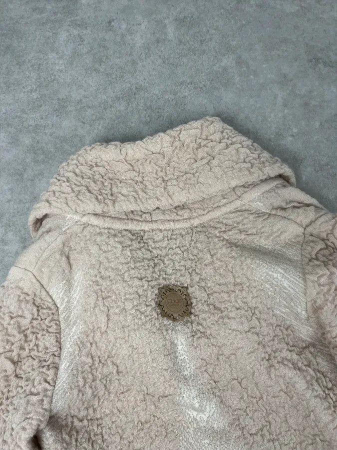 Roberto Cavalli 2000s Roberto Cavalli Wrinkled Texture Beige Long Cardigan Wrist Fur Jacket Size S / US 4 / IT 40 - 7 Thumbnail
