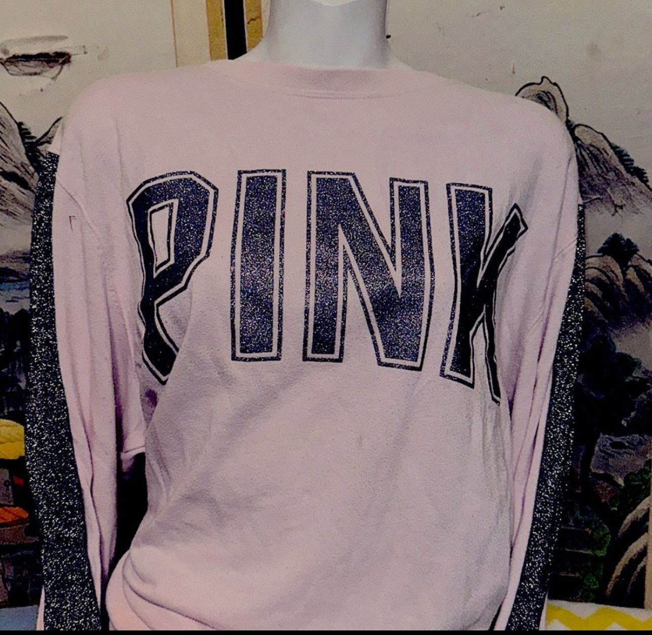 Victoria's Secret Victorias Secret Pink Bling Glitter Crew Pullover Sweatshirt Size S / US 4 / IT 40 - 2 Thumbnail