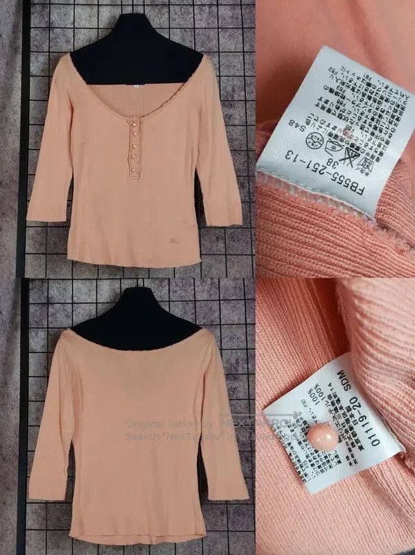 Burberry Burberry Coral Pink Embroidered Logo Long Sleeve Top. Size S / US 4 / IT 40 - 2 Thumbnail