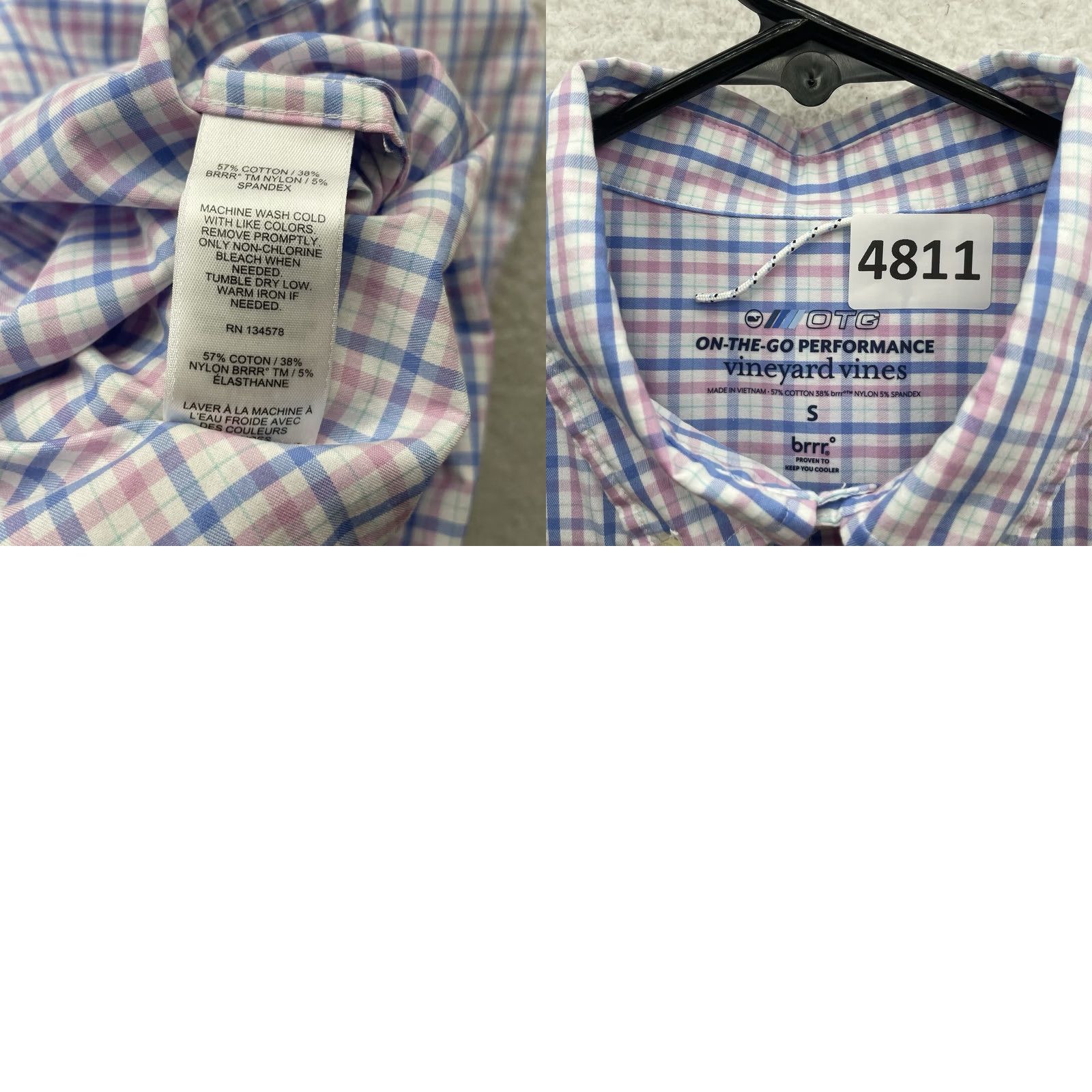 Vineyard Vines Vineyard Vines OTG Shirt Mens Small On The Go Brr Pink Tattersall Performance Size US S / EU 44-46 / 1 - 9 Thumbnail