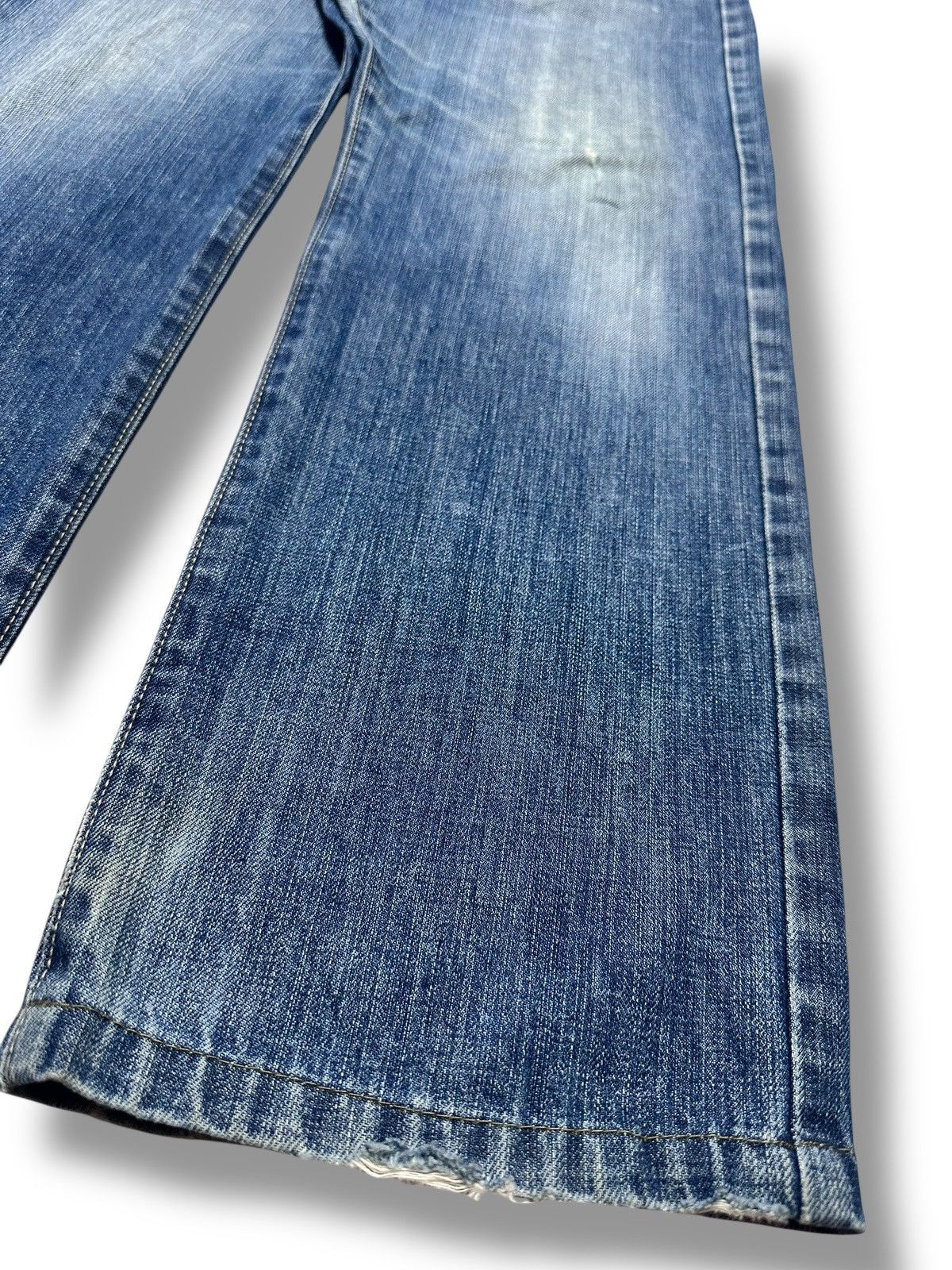 Vintage Cattle Horn Vintage Distressed Blue Denim Jeans Faded Wash Size US 33 - 15 Thumbnail