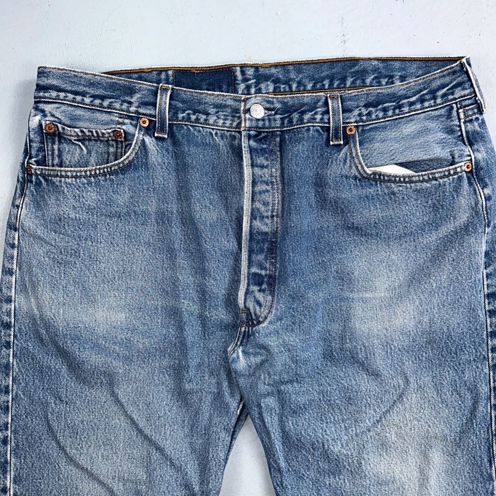 Levi's VINTAGE Levi's 501 Jeans - Straight Leg - Denim Blue - 42x32 - Mid Rise - Mens - 90s USA Theme - Regular Inseam 32 Size US 42 / EU 58 - 2 Thumbnail