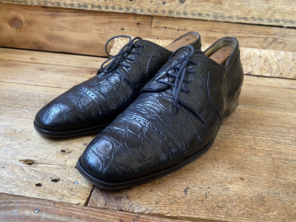 Designer × Vintage × Zelli Zelli oxford exotic crocodile black captoe leather shoes 42 Size US 9.5 / EU 42-43 - 5 Thumbnail