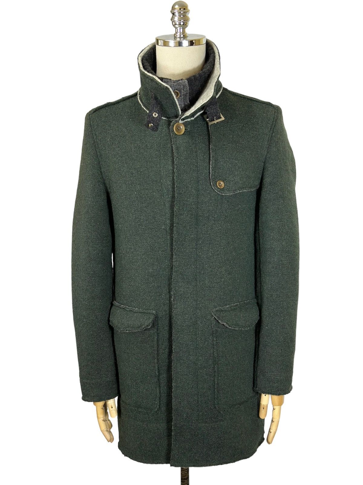 image of Avant Garde x Italian Designers Swiss Chriss Wool Green Men's Coat Jacket Size 52